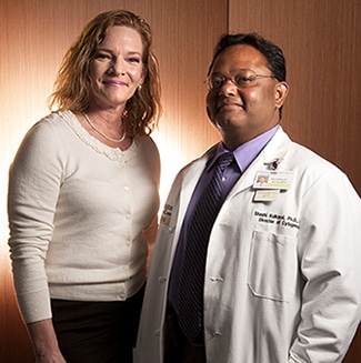 Dr. Kulkarni, right, and colleagues use a panel to do NGS-based diagnostic testing of cancer genes. “We focus on those genes and variants where clinical utility is unequivocal,” says Dr. Kulkarni, here at Washington University with Dr. Mardis, co-director of The Genome Institute. 