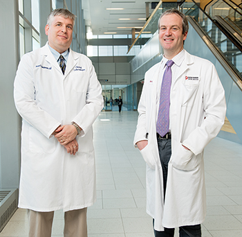 Dr. Neal Lindeman (left) with Eliezer Van Allen, MD, of the Department of Medical Oncology, Dana-Farber Cancer Institute, and Department of Medicine, Brigham and Women’s Hospital. The consensus reached by the CAP, AMP, and ASCO is aimed at “any laboratory that’s involved in performing multiplex genetic analysis for cancer samples and cancer patients,” Dr. Lindeman says.