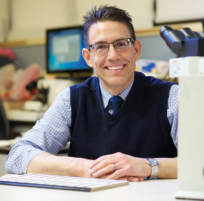The new guideline calls for HPV testing by p16 immuno-histochemistry on all newly diagnosed oropharyngeal squamous cell carcinomas. “We hope this will lead to more consistency in testing practices for these patients,” says Dr. James Lewis (right).
