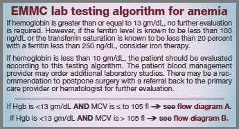 EMMC lab testing algorithm for anemia