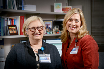 Dr. Santrach, left, and Dr. Baumann at Mayo, where one physician’s inquiry about a chloride result that didn’t add up led to an investigation into potential large-scale error. “Taking clinician inquiries seriously is important,” Dr. Baumann says.