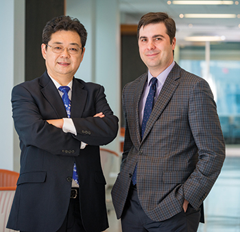 Progress has been made in the field of bladder cancer, particularly in the past year or two, says Dr. Jim Zhai (left), here with Dr. Richard Joseph, who says, “The closest to the clinic is PD-L1.”