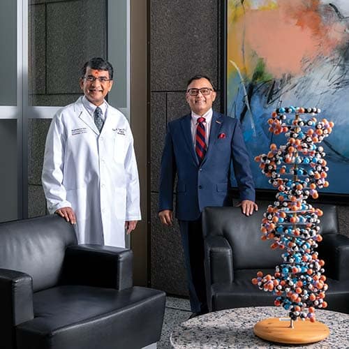 Dr. Keyur Patel (left) and Dr. Shashikant Kulkarni at MD Anderson Cancer Center
