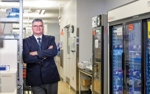 Dr. Terrence Hallahan in the prenatal screening laboratory at Northwell Health Laboratories